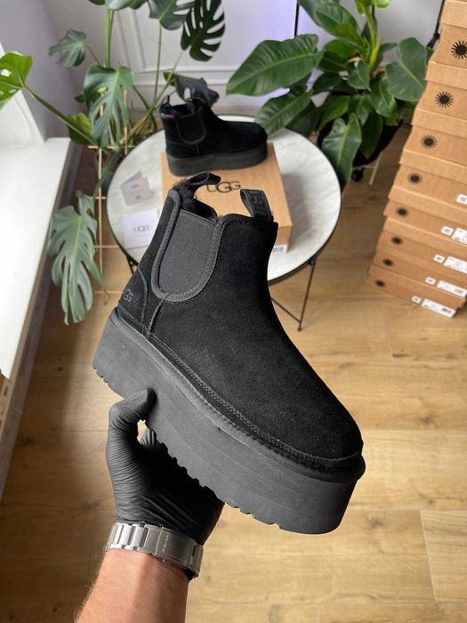 АКЦІЯ! Жіночі натуральні уггі Ugg Neumel Chelsea Black Platform(36-41)