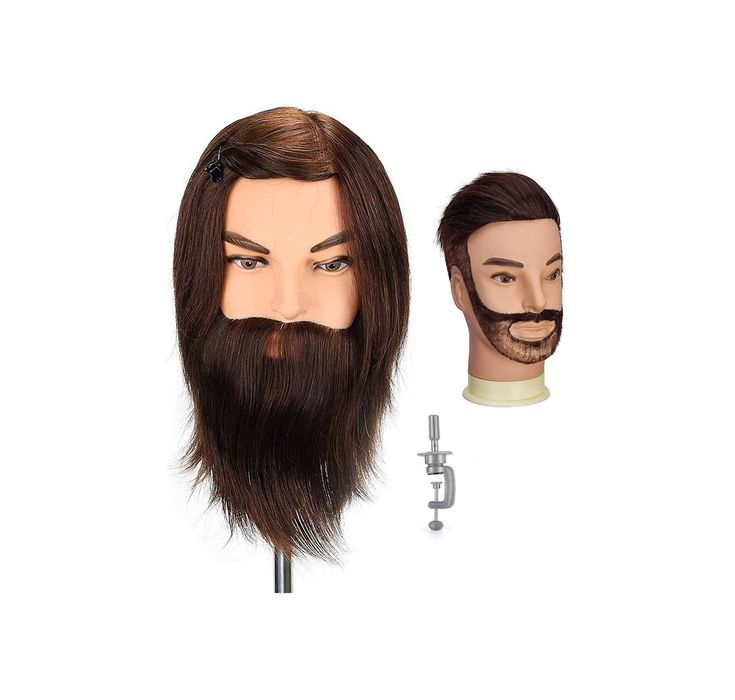 Cabeça de Treino Masculino Cabeleireiro e Barbeiro 100% Cabelo Humano