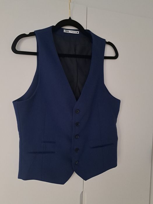 Elegancki garnitur męski komplet Zara kamizelka marynarka i spodnie