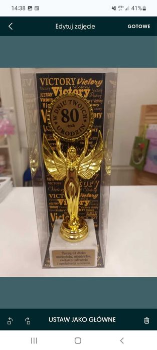 Pozłacana statuetka na 80 urodziny !