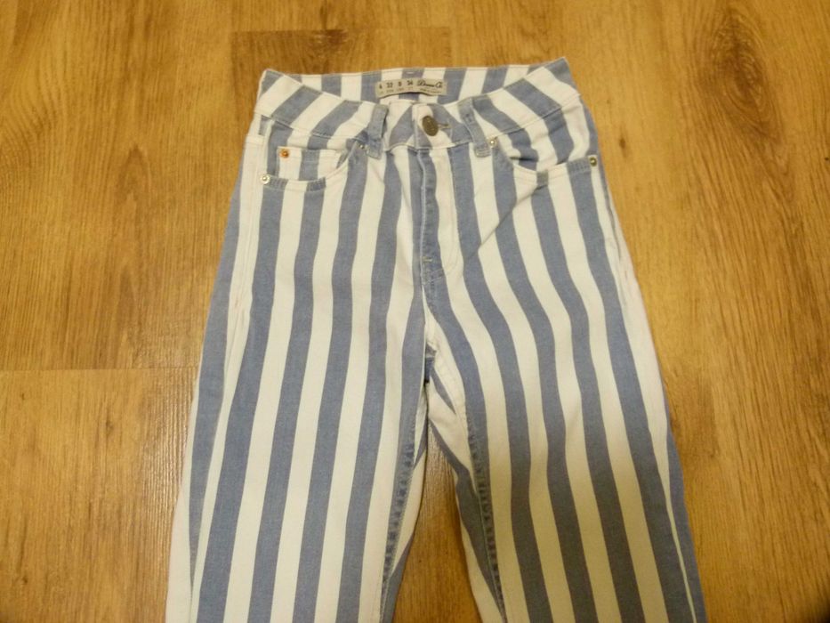 Primark spodnie jeans rurki w paski rozm 32 XXS