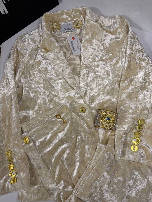 Костюм брючний велюровий Schiaparelli преміум комплект піджак штани
