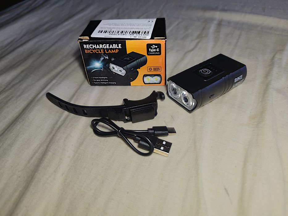 Велосипедный фонарь 2*T6 Cree, акумуляторный, фара, tupe-c