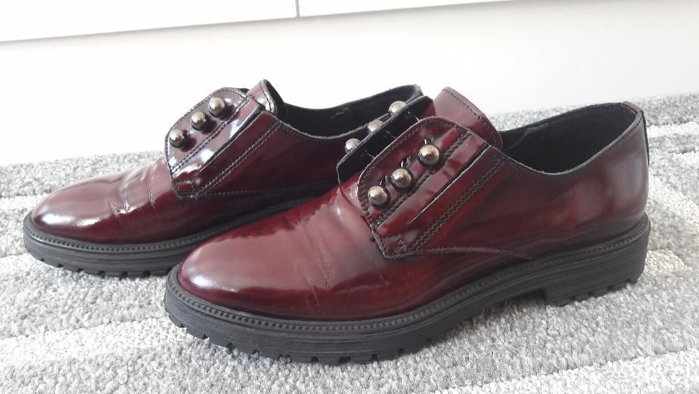 skórzane buty /półbuty bordowe