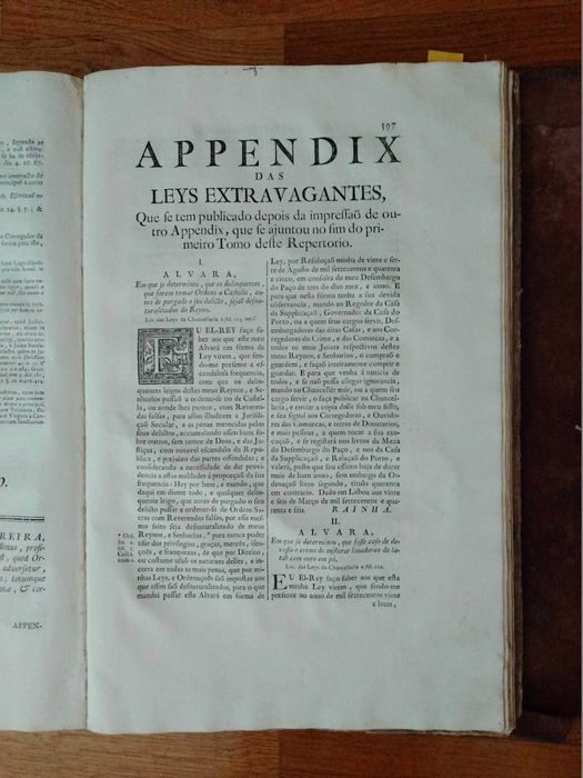 Reportório Ordenações e Leis do Reino de Portugal e Leis extravagantes