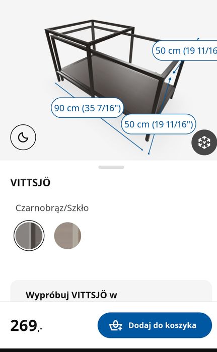 Stolik kawowy czarny VITTSJÖ Ikea 90x50 cm
Stoliki, 2 szt., czarnobrą