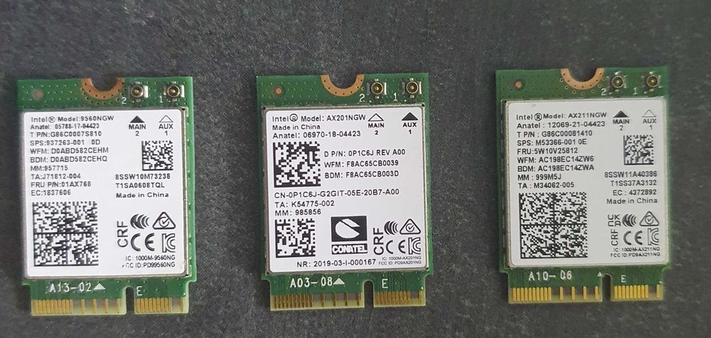 Wi-Fi 5/6 модуль Intel 9560, 201, 211, 2.4/5/6 ГГц Bluetooth та антени