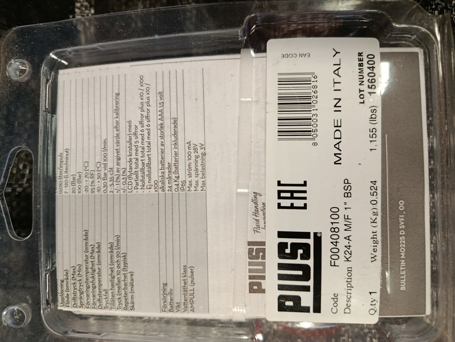 Licznik elektroniczny przepływomierz paliwa on Piusi K 24