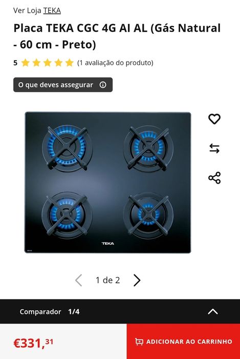 Placa de gás Teka de encastrar com 4 queimadores