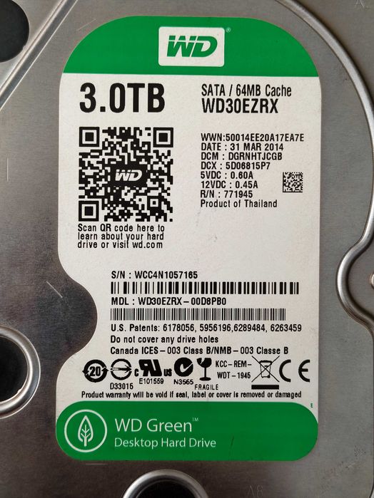 Жорсткі диски HDD 3.5" (1TB, 2TB, 3TB) з Данії! Ідеальний SMART, мінімальний пробіг