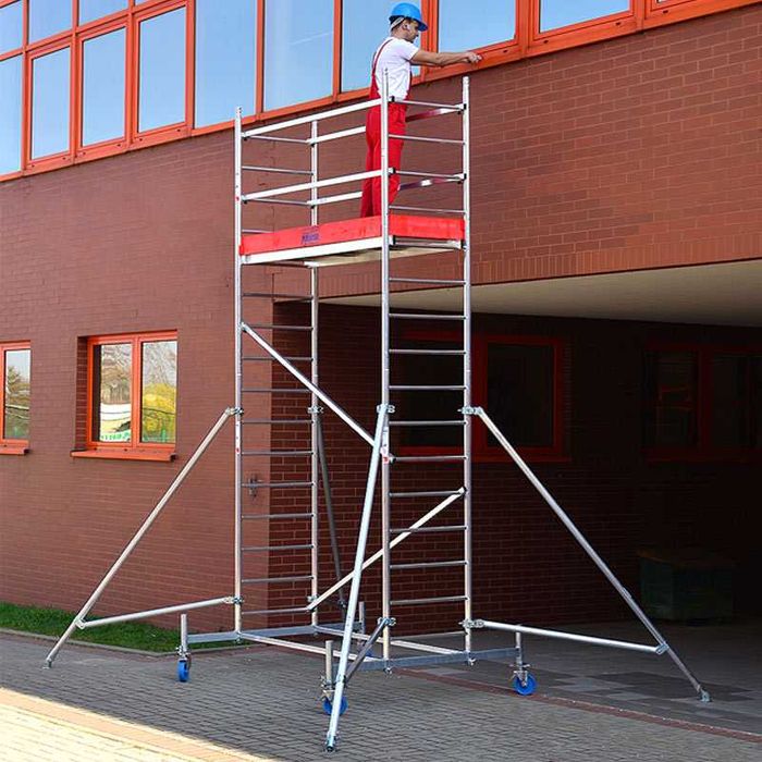 Rusztowanie aluminiowe jezdne przejezdne do 12,3m Krause / podest roboczy - WYNAJEM