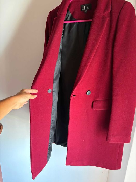 sobretudo Zara casaco comprido mulher bordeaux  XS