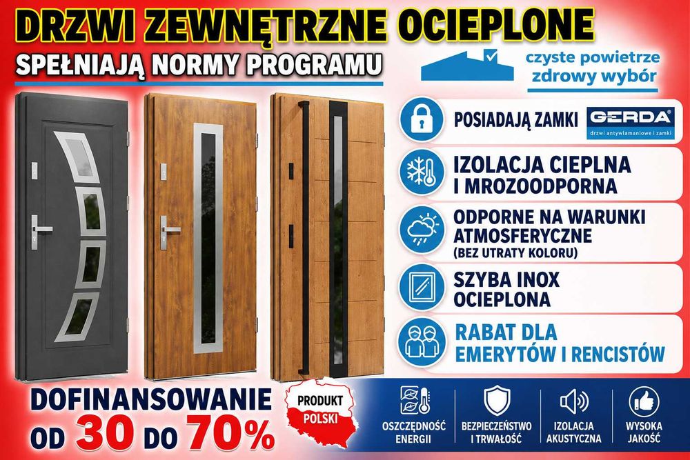 Drzwi stalowe ocieplone z montażem