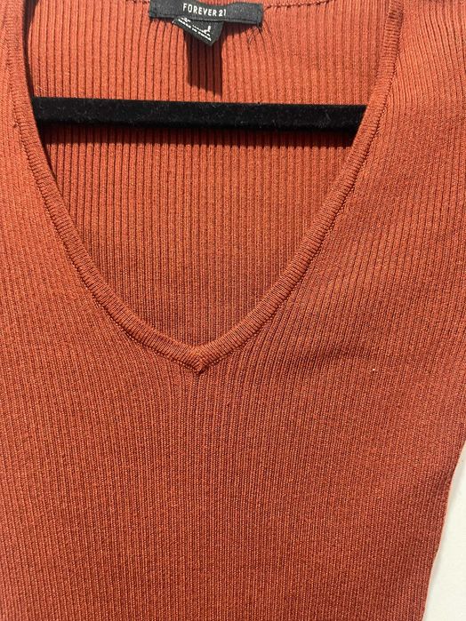 Vestido de Malha Canelada Forever 21 Terracota S / Ribbed Knit Dress