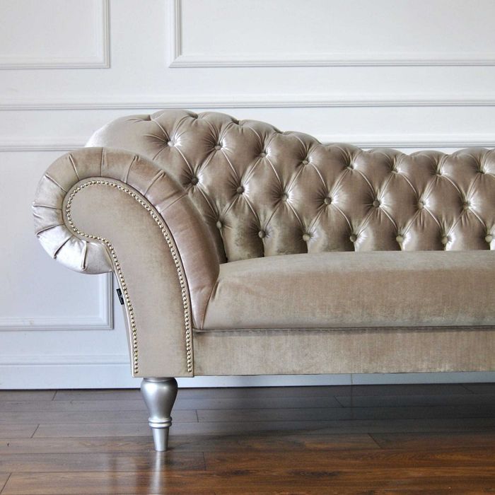 Sofa Pikowana Chesterfield | Glamour Emporia | 3 osobowa | szara