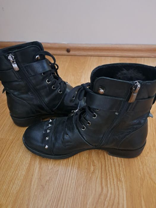 Botki czarne z ćwiekami Gino Rossi skóra r. 37