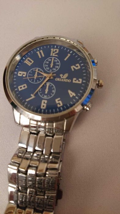 Zegarek męski Orlando z niebieską tarczą Srebrny