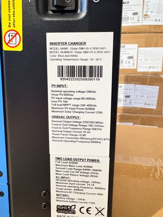 Гибридный солнечный инвертор EASUN POWER 4.2kW 24V Wifi