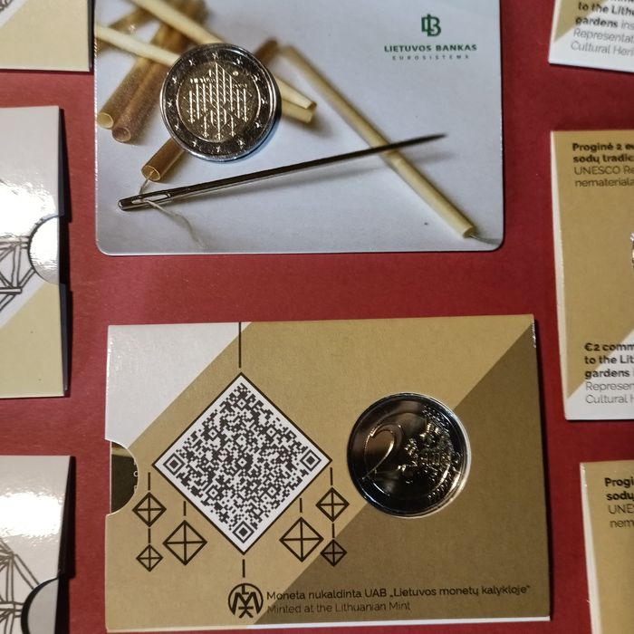 Moeda Coincard Lituânia 2024 , jardins de palha