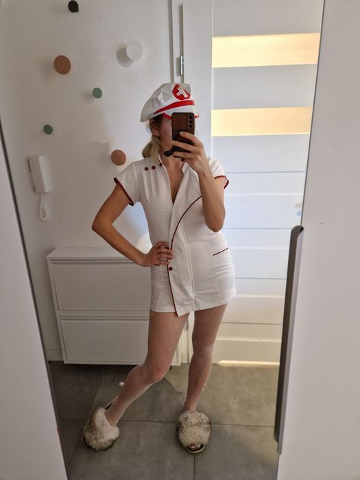 Pielęgniarka XS 34 S 36 przebranie strój karnawałowy fartuch czepek