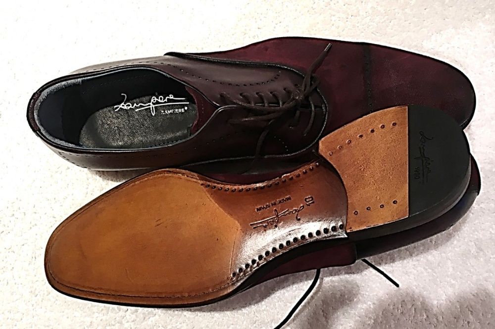 Sapatos nubuck/pele Zampiere 44 castanhos novos com caixa