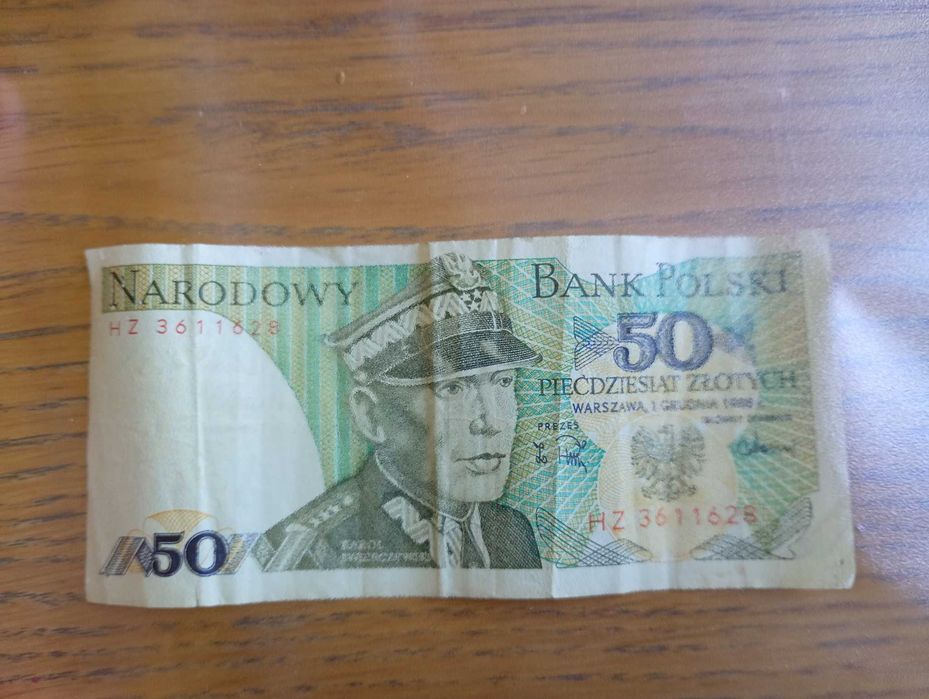 Banknot pięćdziesięciozłotowy z PRL'u