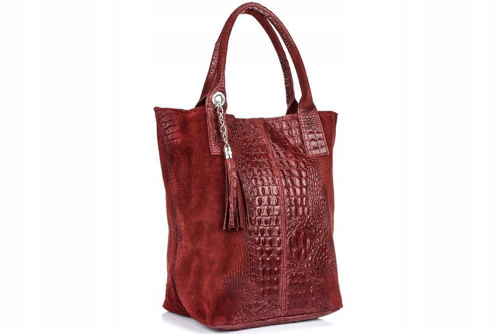 Bordowa torebka torba skórzana damska shopper A4 duża Shopperka nowa