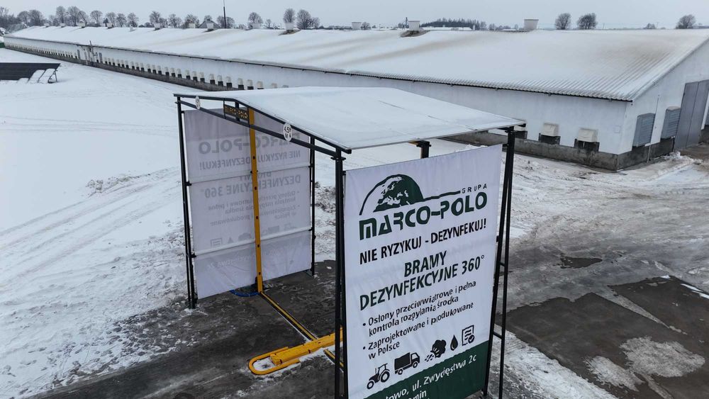 Bramka dezynfekcyjna bioasekuracyjna kurtyna ASF dezynfekcja Pojazdów