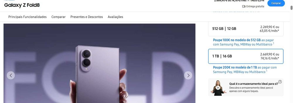 VENDO NOVO - Telemóvel Z Folder 8