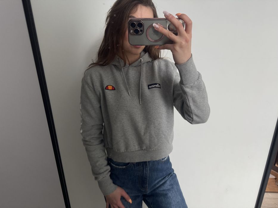 Bluza szara krótka z kapturem Ellsesse