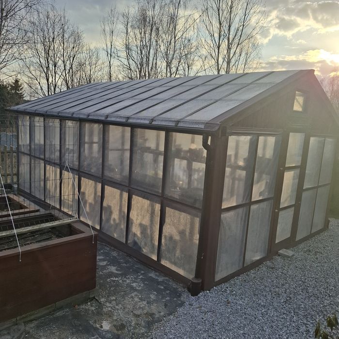 Solidna Szklarnia / Pawilon Ogrodowy 4x6m | Drewno 10x10 | LED | Rynny