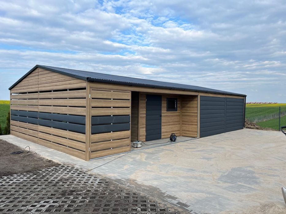 Nowoczesny Garaż 12x7  blaszany