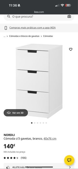 Cómoda 3 gavetas NORDLI ikea