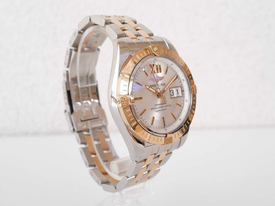 Breitling Galactic 41 Cockpit Big Date Steel 18K Rose Gold White Dial