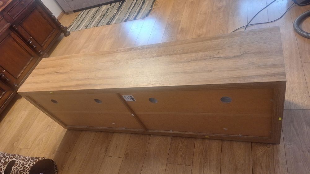 Szafka RTV Helvetia Meble 191,5 cm – dąb + biały połysk