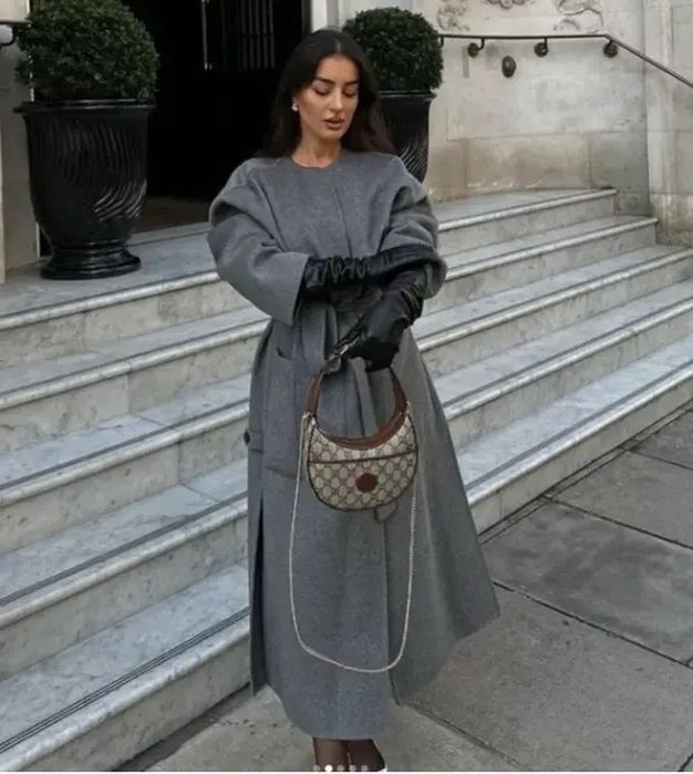 Пальто zw collection із вовною сірого кольору