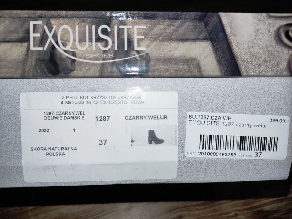 Botki Exquisite 1287 Czarne zamsz r. 37