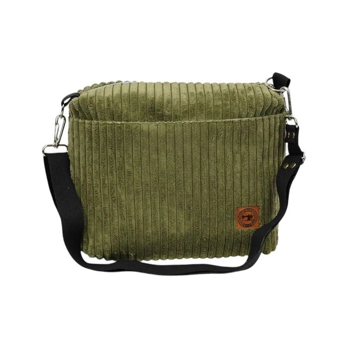 Damska Torebka Sztruksowa w Kolorze Zielonym - 23cm x 29cm x 7cm