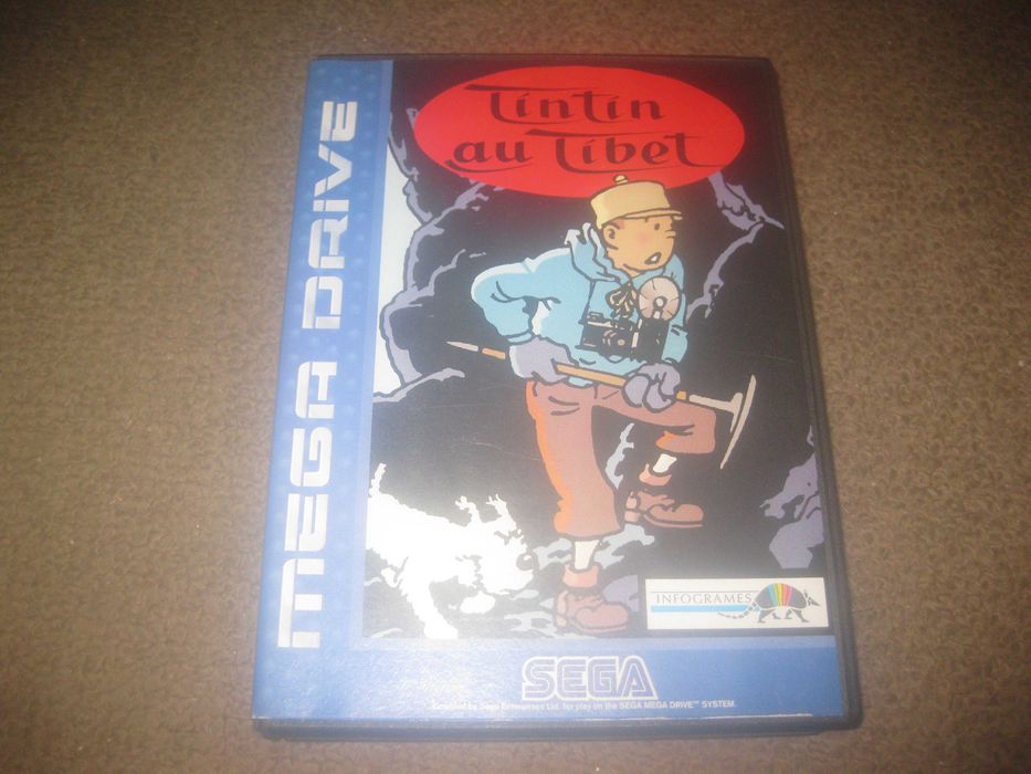 Jogo "Tintin au Tibet" para Sega Mega Drive/Completo!