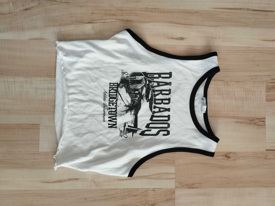 Top biało czarny Bershka