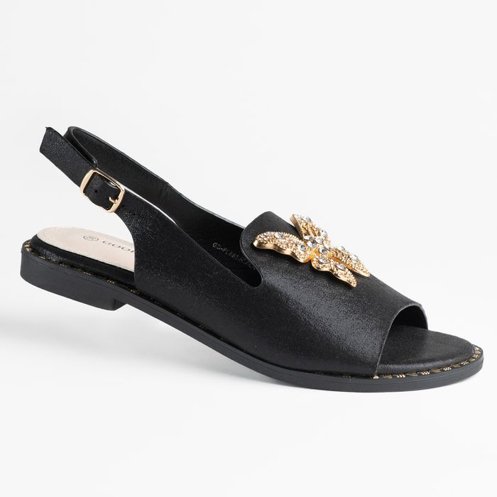 Sandały damskie płaskie czarne 40