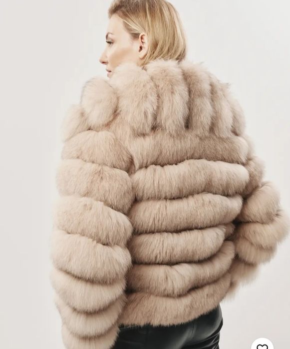 Beżowe Futro z kołnierzem Ochnik * Limitowana edycja*.