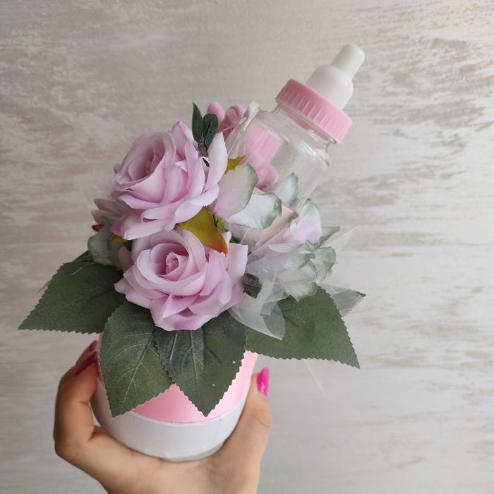 Flowers box prezent na narodziny chrzest dla dziewczynki