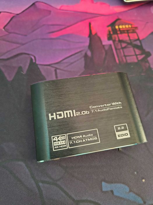 Ekstraktor HDMI do HDMI+audio ARC Adapter Konwerter  działa z PS5