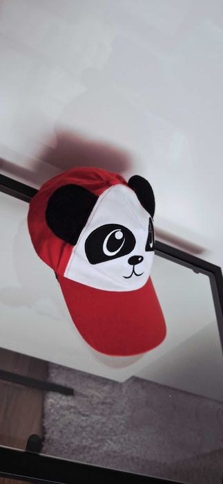 Czapka z daszkiem dla chłopca panda z uszkami 3-5 lat 53cm