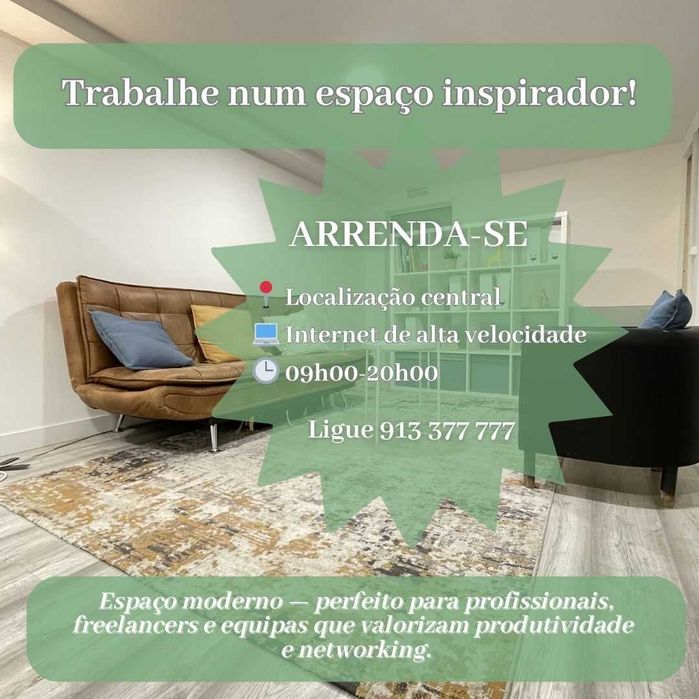Espaço de coworking para  arrendar : Avenida Joao XXI Lisboa..