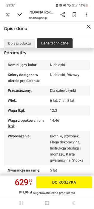 Rower dziecięcy indiana