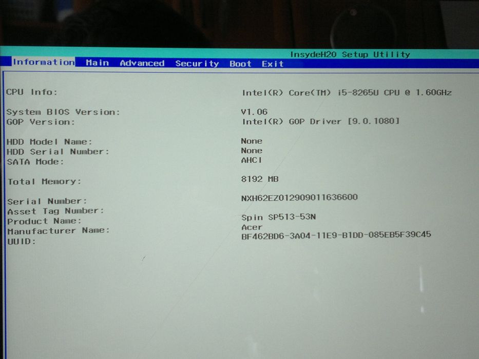 Laptop Acer Spin 5 SP513-53N-58AS 8GB DDR4