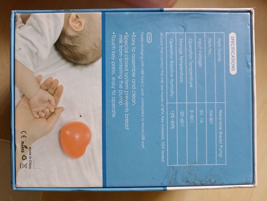 Laktator muszlowy bezprzewodowy mobilny YM-801