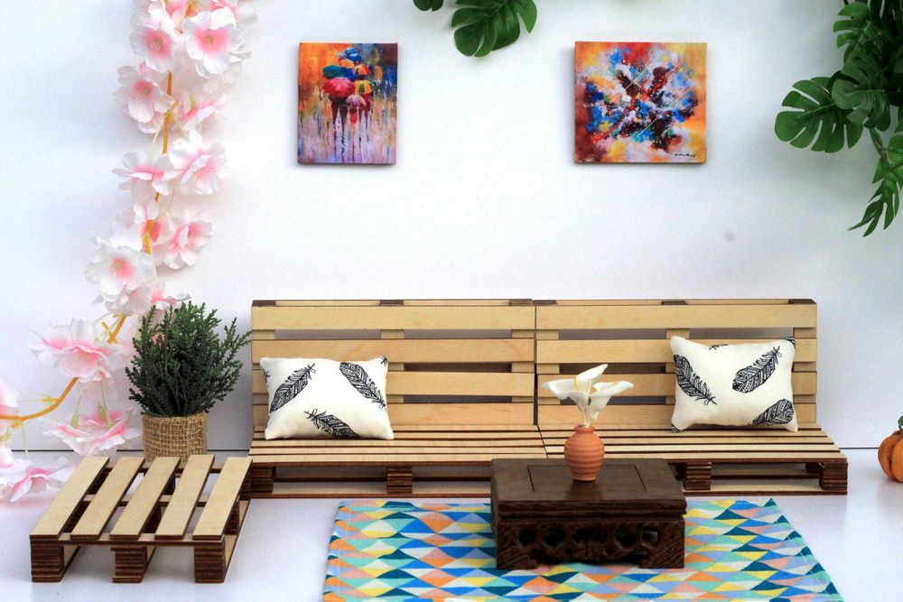 Miniaturowe łóżko paletowe meble do domku dla lalek w skali 1:6 sofa